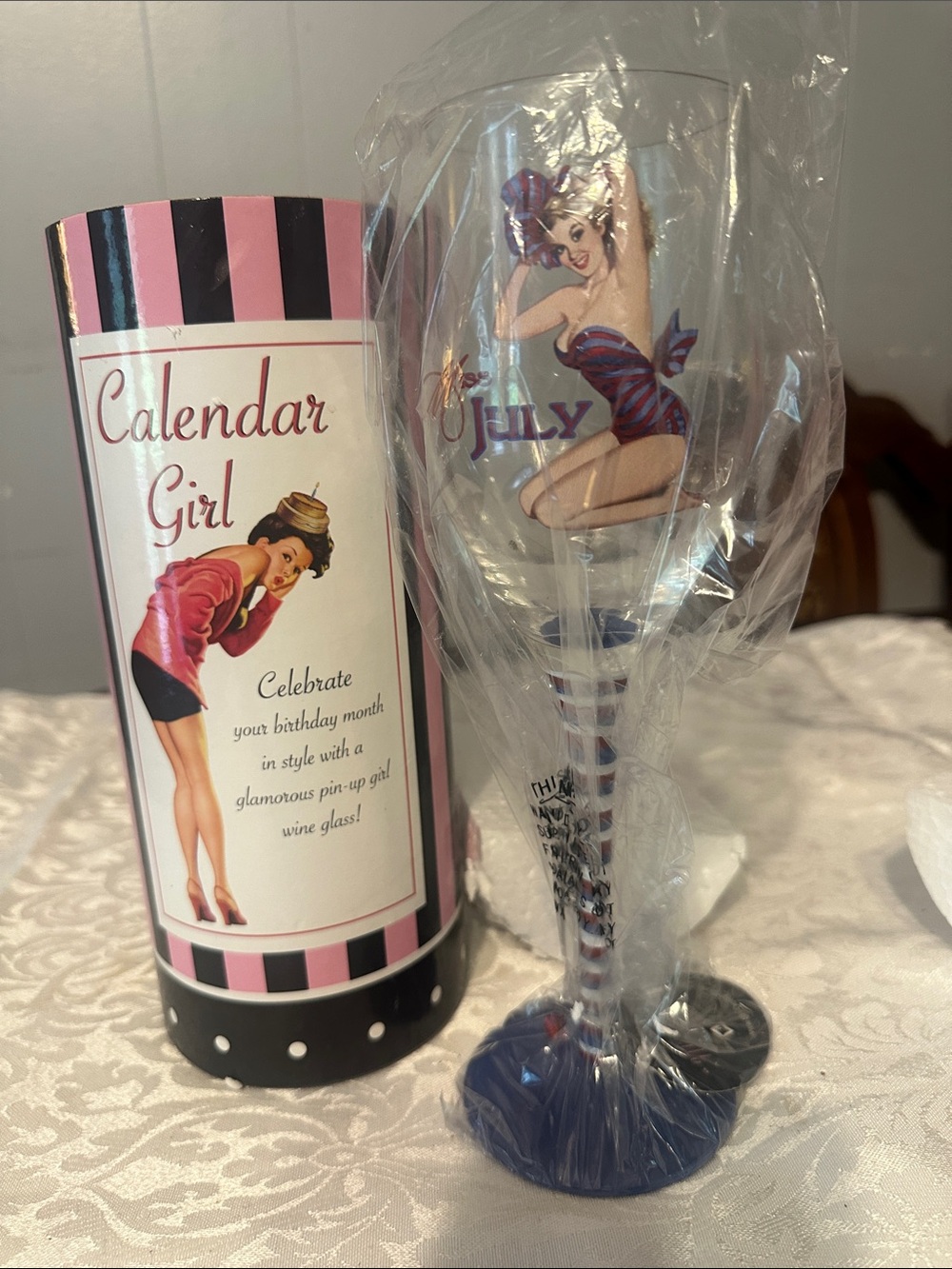 Calendar Girl July Birthday Month Wine Glass